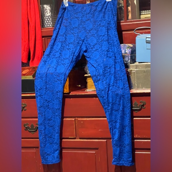 She wore blue lace leggings queen size NWOT Very rare vintage 90s - Picture 1 of 4